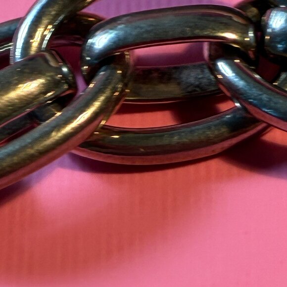 Two Bracelets Chain Link One is Chicos Silver Tone Chunky and Gold tone Bracelet - Picture 6 of 8
